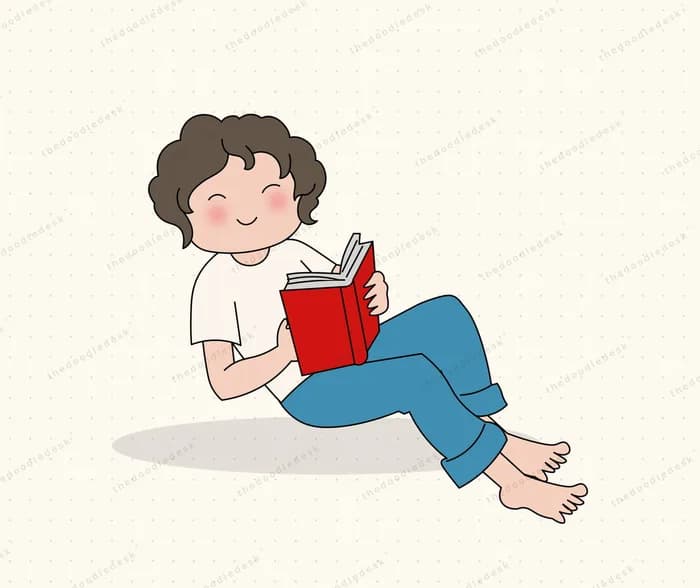 Reading stretched out on the floor