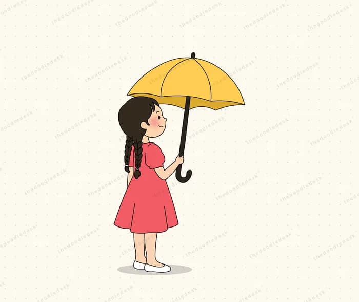 Sheltering under an umbrella