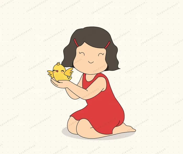 Holding a baby bird