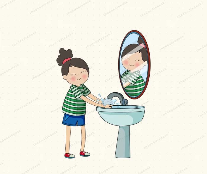 Washing hands at the sink