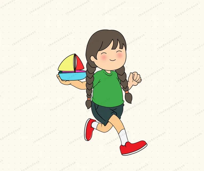 Running with a toy boat