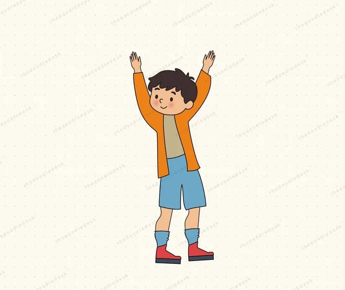 Arms up in celebration