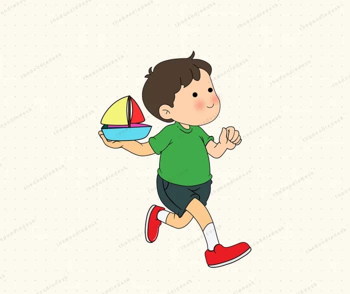 Running with a toy boat