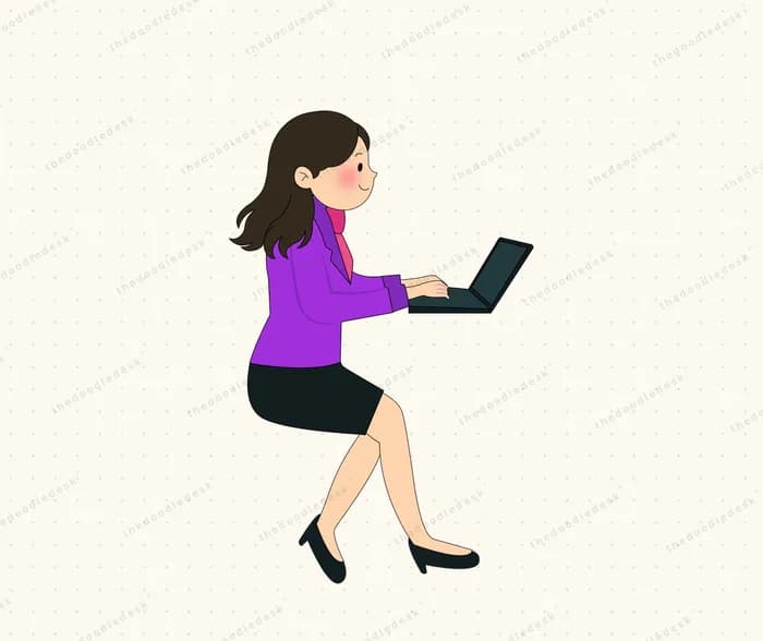Working at a laptop