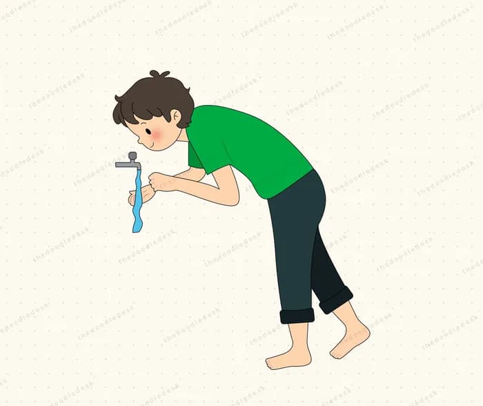 Brushing teeth at the sink