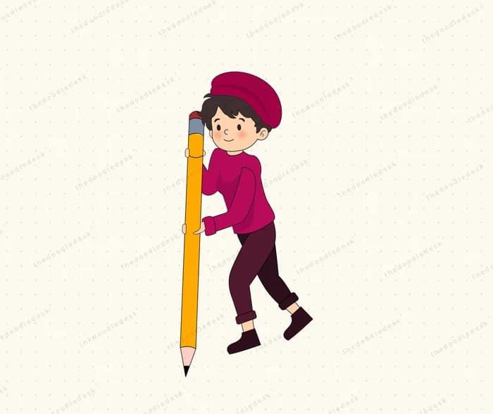 Carrying a giant pencil