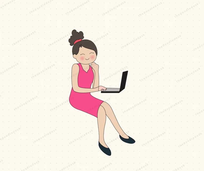 Working at a laptop