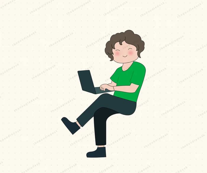 Working at a laptop