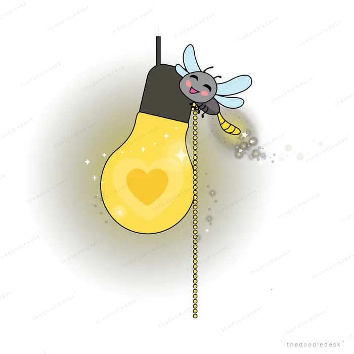 Insect resting on a glowing light bulb in the dark