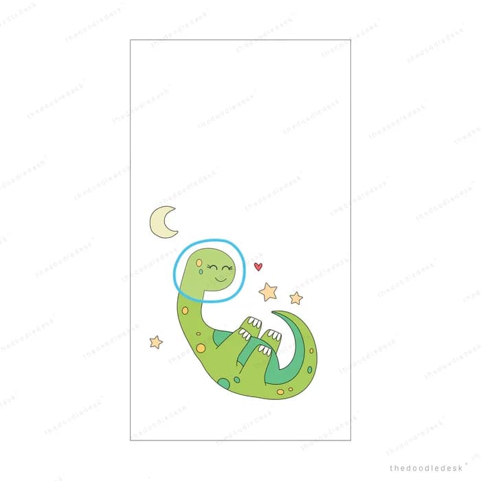 Small green dragon curled with a glowing ring