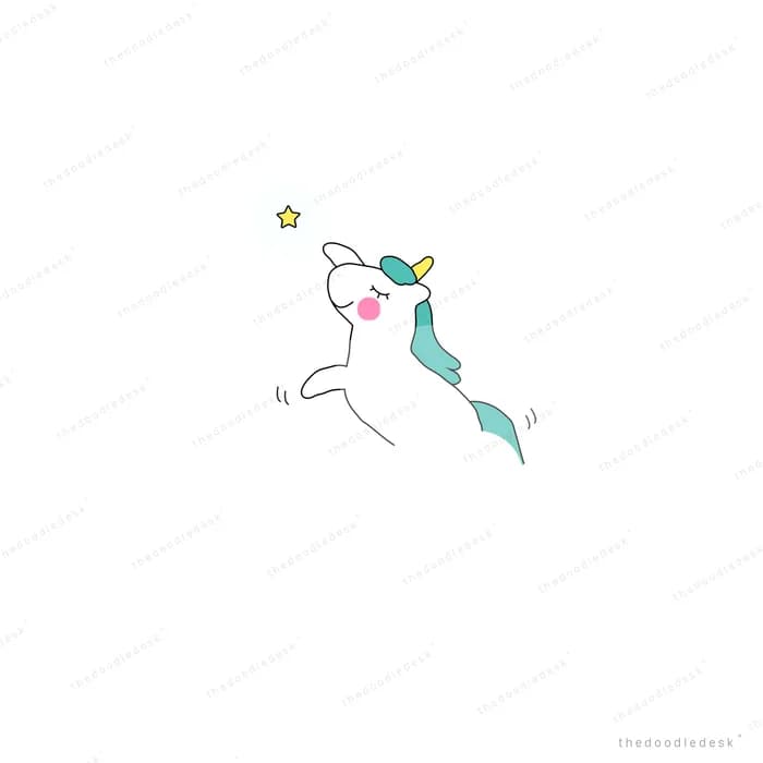 Small unicorn standing on a pale hill with stars