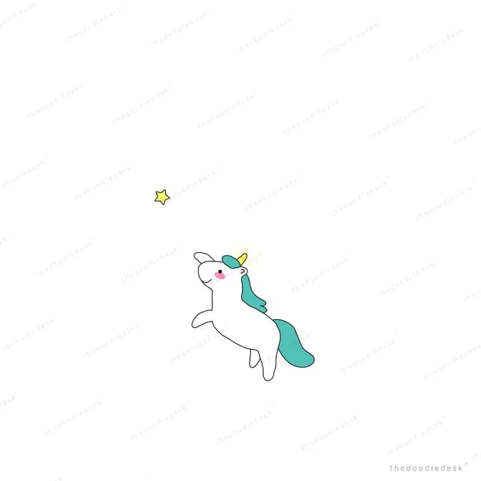Small unicorn prancing with a star