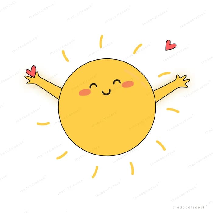 Smiling sun with arms stretched wide