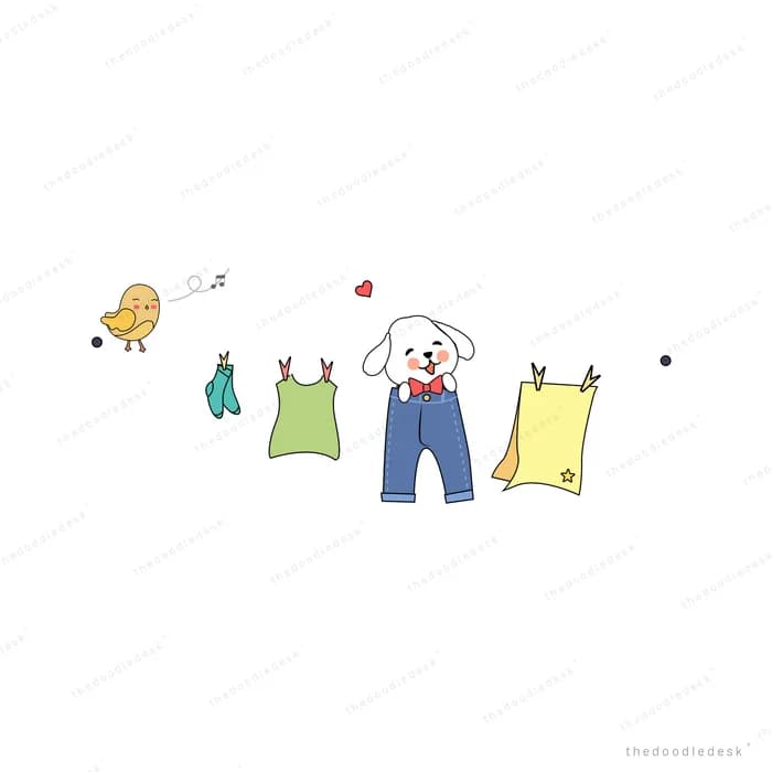 Children's clothes hanging on a washing line