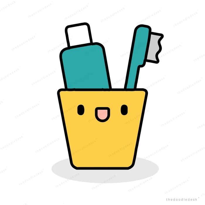 Cup holding toothbrushes and paste