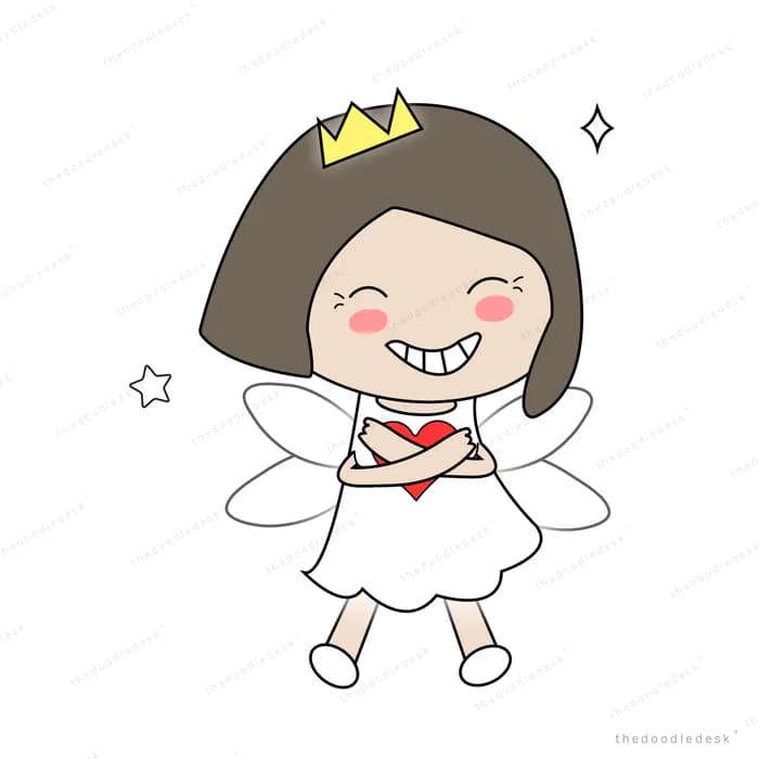 Small angel girl with wings and a crown