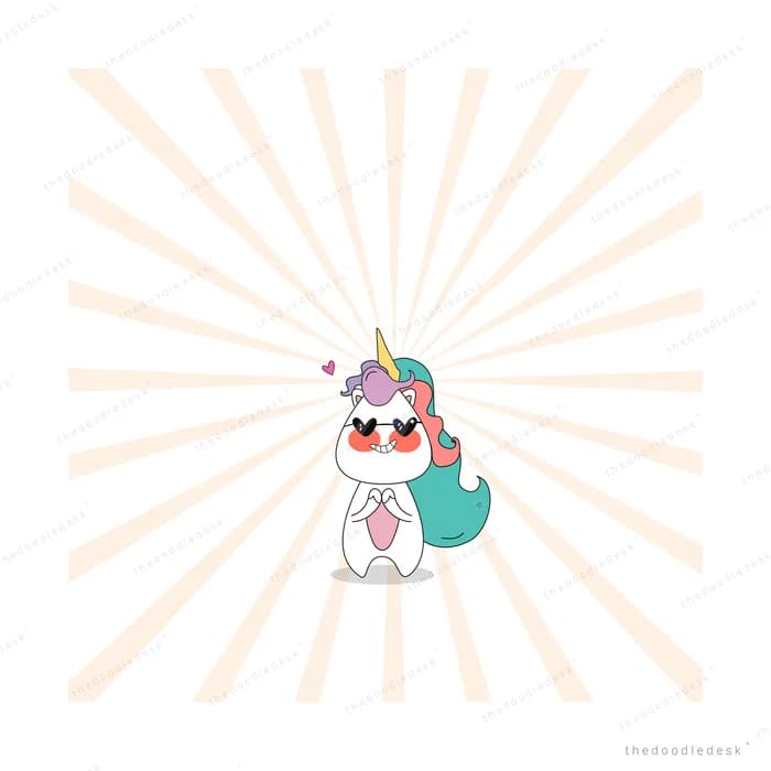 Unicorn in a crown before radiating light beams