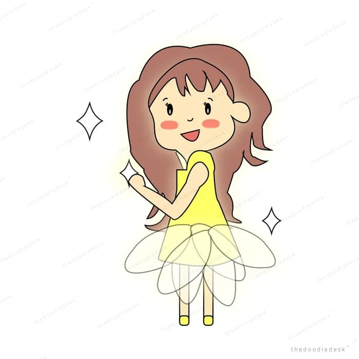 Fairy in a yellow dress with sparkles