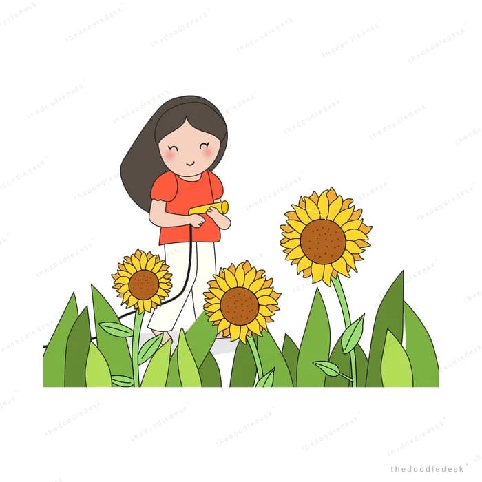 Woman standing among tall sunflowers
