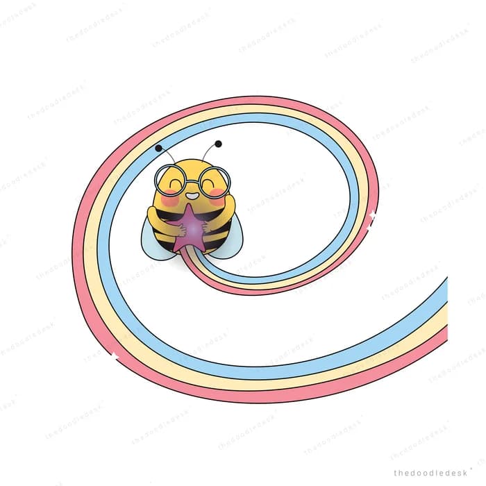 Dark orb wrapped in a swirling pastel ribbon