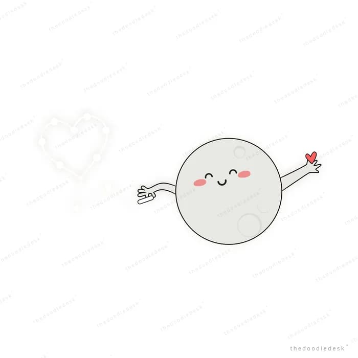 Small grey moon character with an arrow