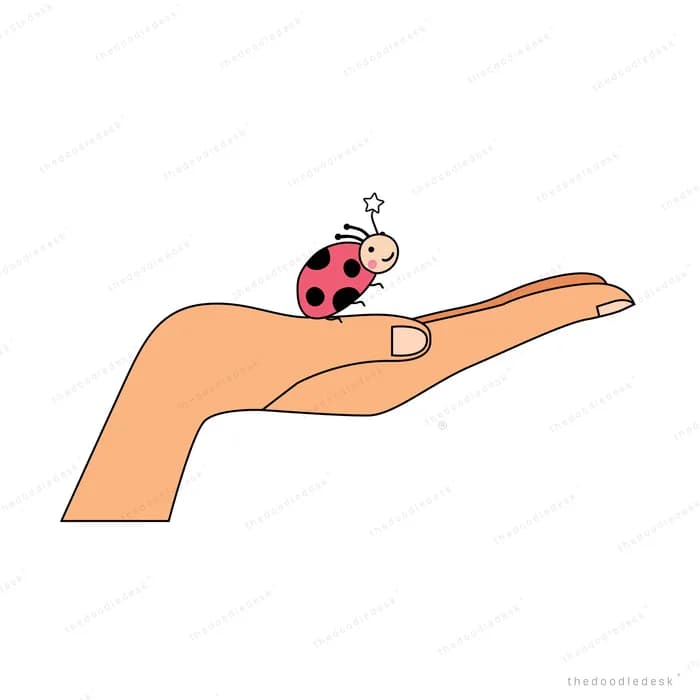 Open hand with a ladybug resting on it