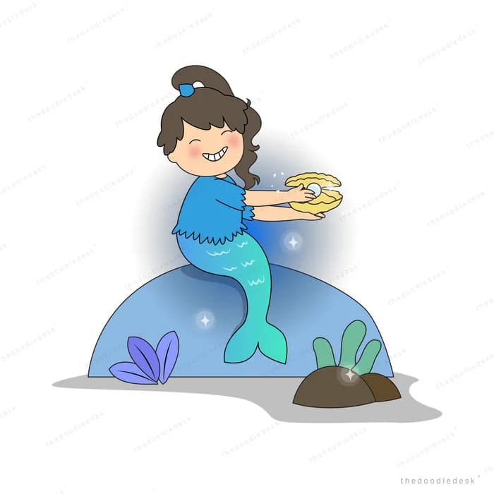 Woman looking into a dark orb showing a mermaid