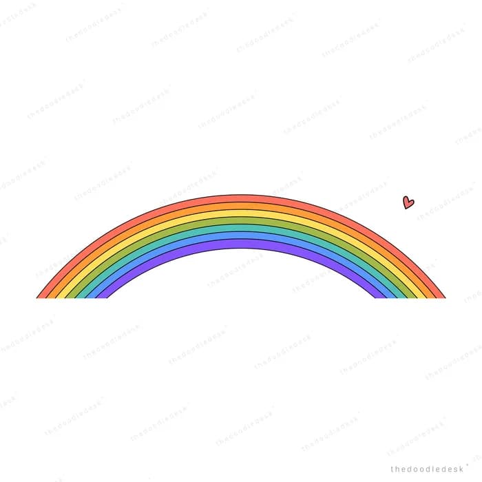 Simple rainbow arc with a small heart