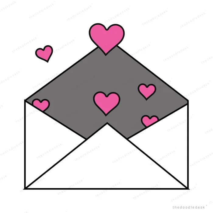 Small open envelope on an empty field