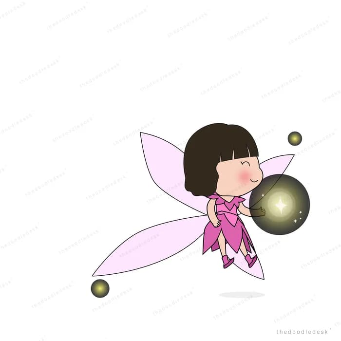Winged fairy girl holding a dark glowing orb