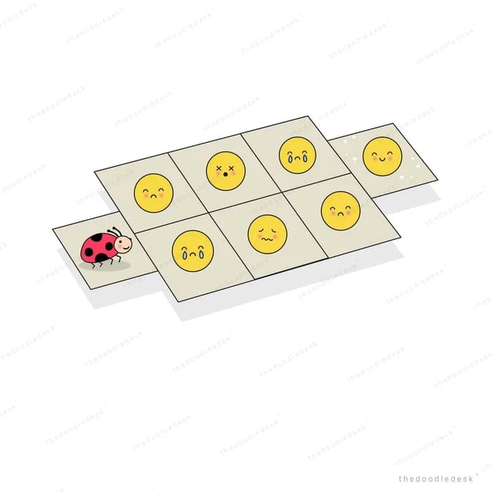 Grid of cards showing different smiley faces