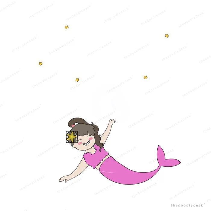 Pink-tailed mermaid swimming upward