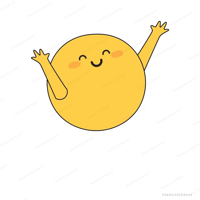 Smiling yellow sun with arms outstretched