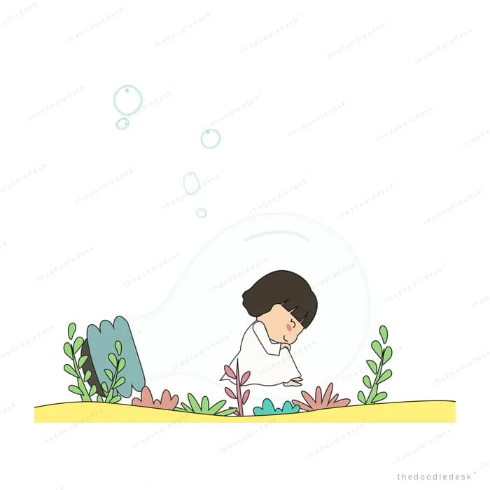 Small girl bending down to tend seedlings in a garden bed