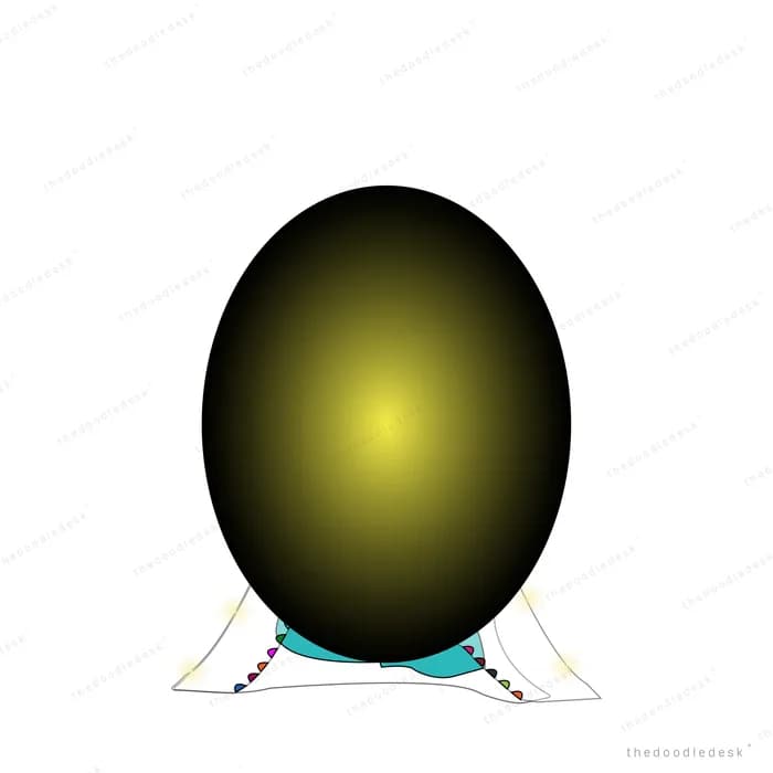 Large black oval glowing yellow at its centre covering white wing shapes