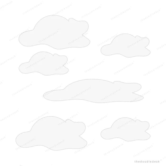 Pale white clouds drifting across an otherwise empty field