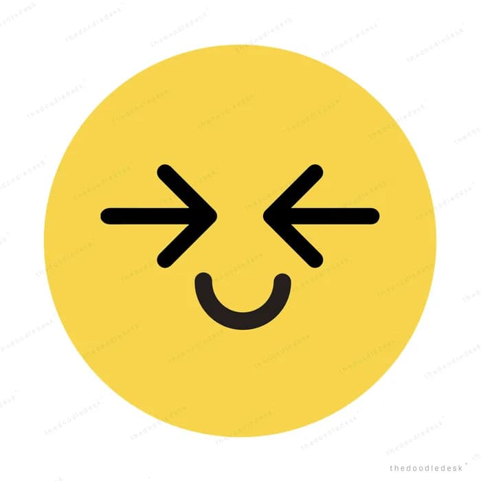 Round yellow face with squeezed-shut eyes and a wide smile