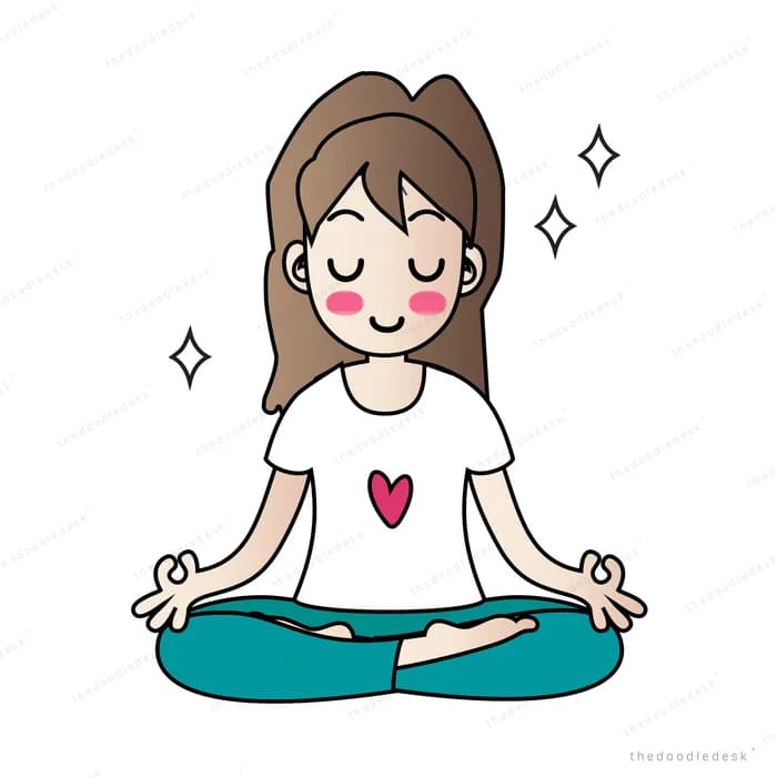 Woman meditating cross-legged with eyes closed and hands on knees