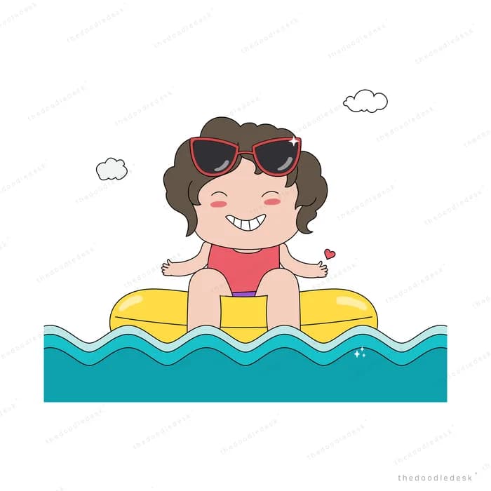 Woman in sunglasses floating on a swim ring in water