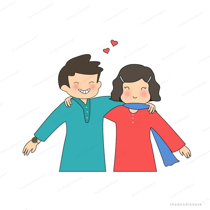 Couple in traditional Indian dress standing close with hearts