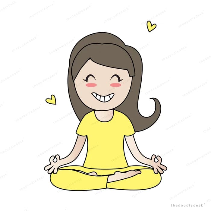 Woman in yellow sitting cross-legged in meditation