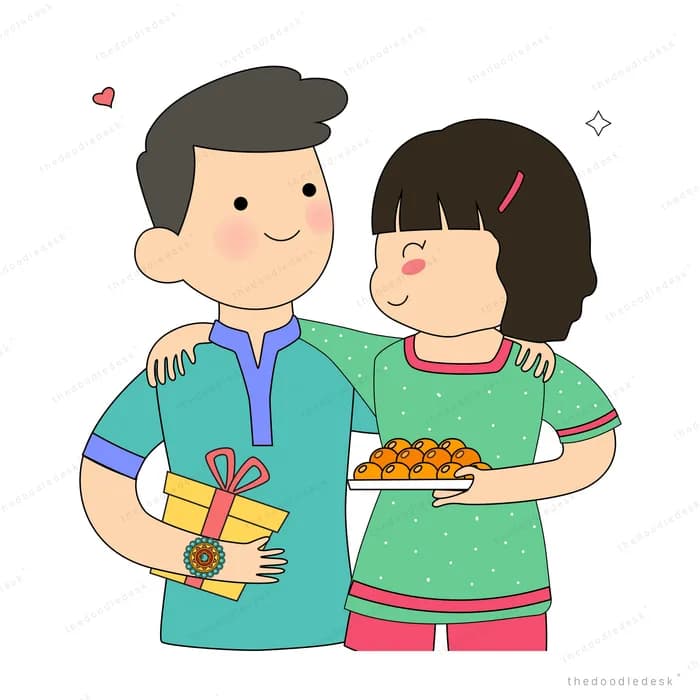Couple standing arm in arm holding plates of food