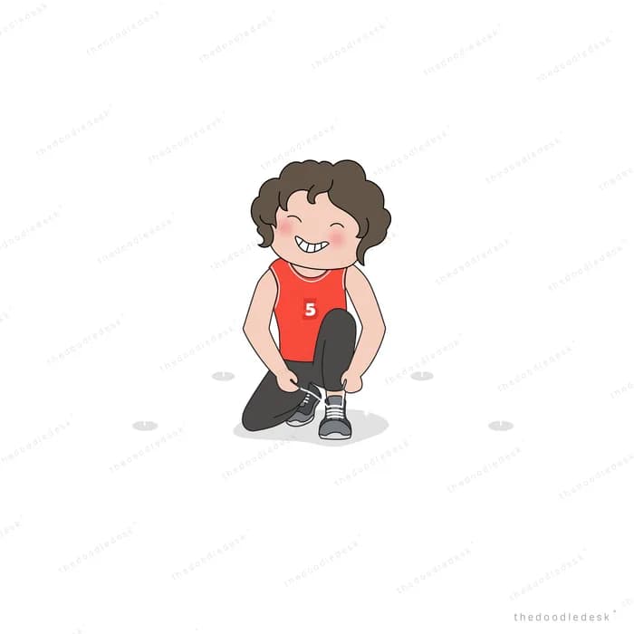 Woman crouching to tie her running shoe