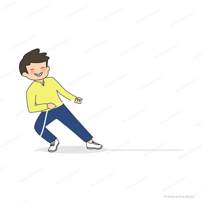 Boy leaning back pulling on a rope