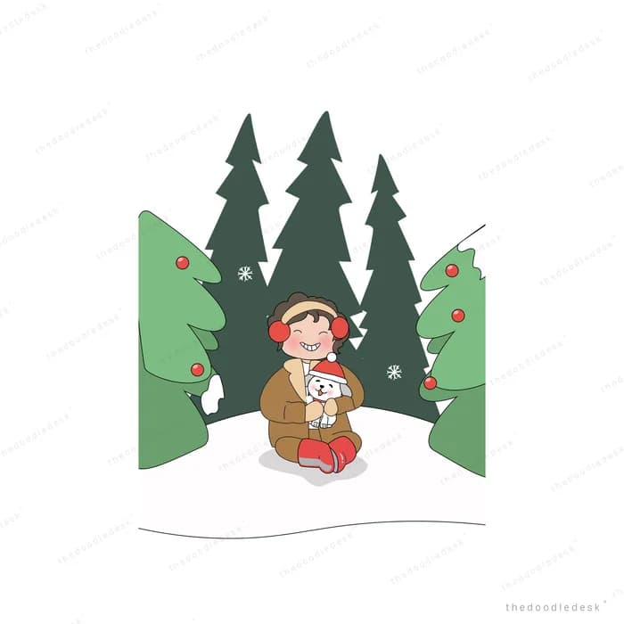 Girl in a snowy pine forest with red berries
