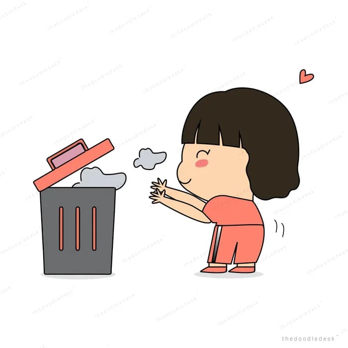 Girl tossing a phone into a rubbish bin