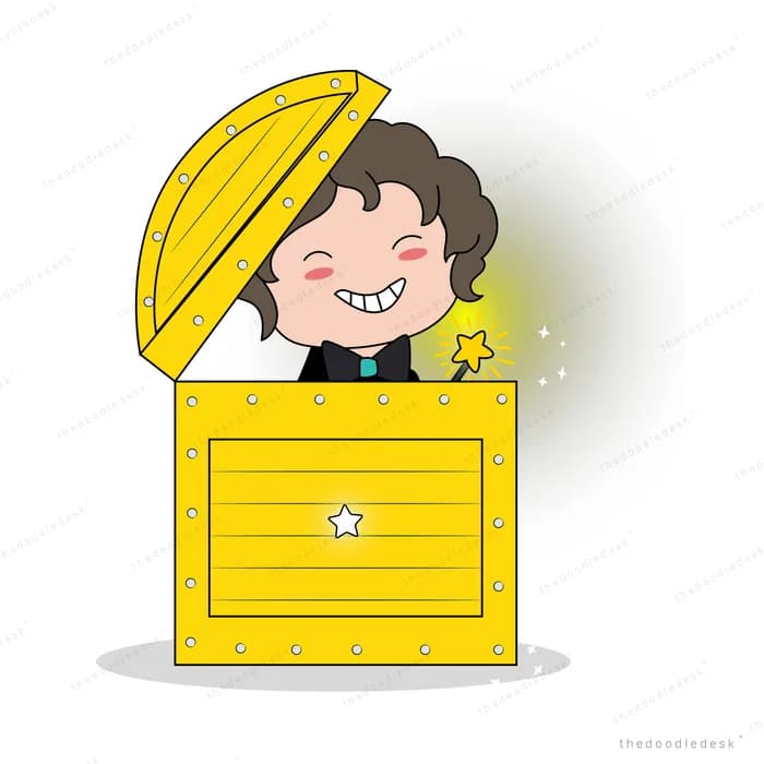 Girl peering into a glowing treasure chest in the dark