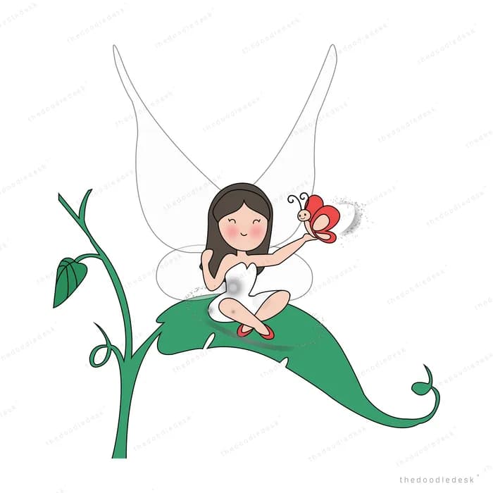 Girl seated on a curling vine holding a dark orb