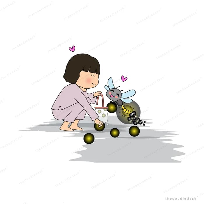 Girl crouching to play with a small toy vehicle