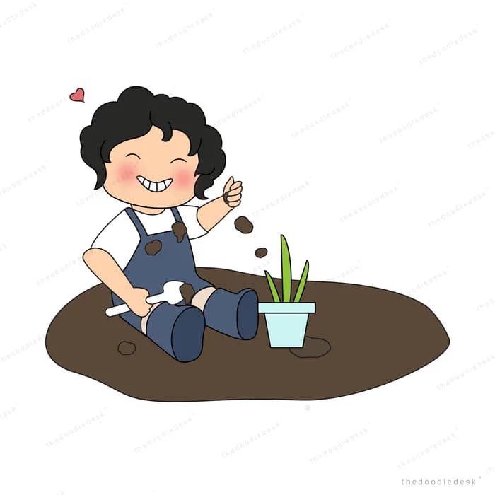 Woman kneeling to plant a seedling in soil